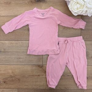 Kyte Baby Bamboo Jersey Jogger Set in Apple Blossom - 18-24m